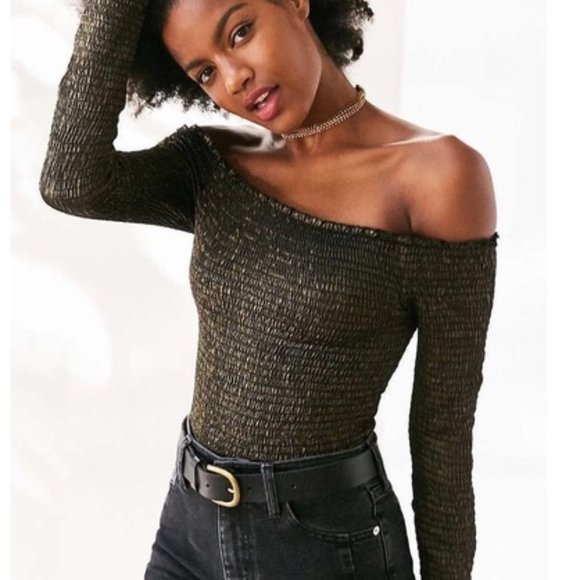 Urban Outfitters Kimchi Blue Smocked Off Shoulder Top